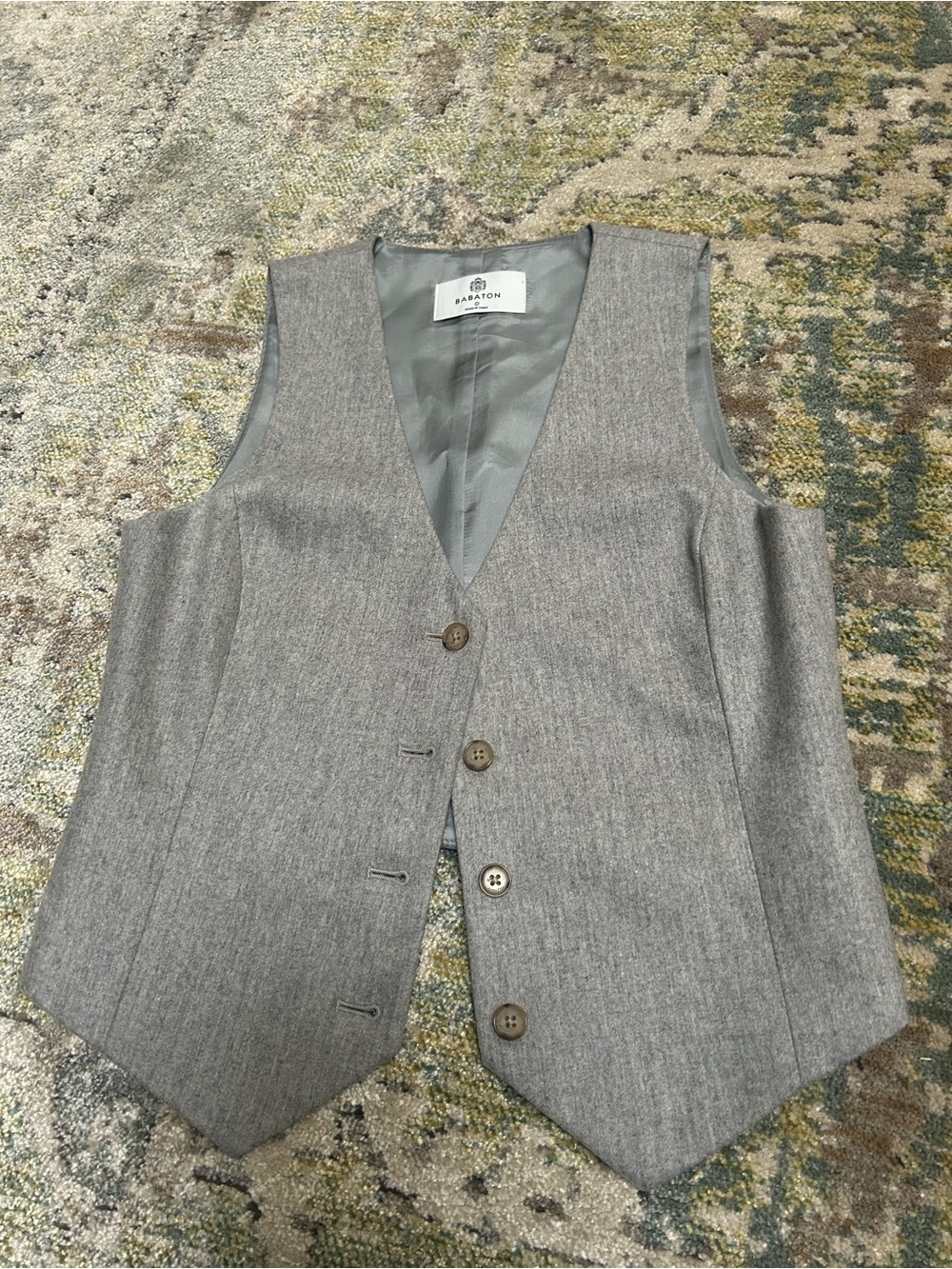 Babaton Light Gray Wool-Blend Tailored Vest